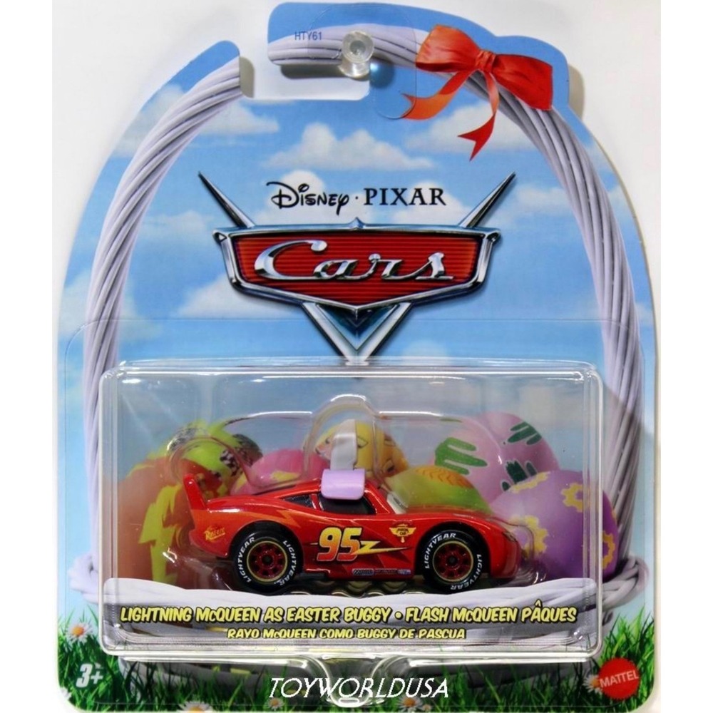 Mattel Disney Pixar Cars Lightning McQueen Easter Buggy Red New HTY61 1:55 Scale